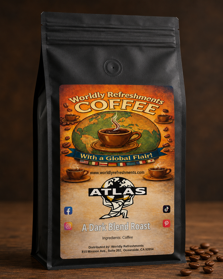 Atlas Coffee, dark roast coffee from Worldly Refreshments
