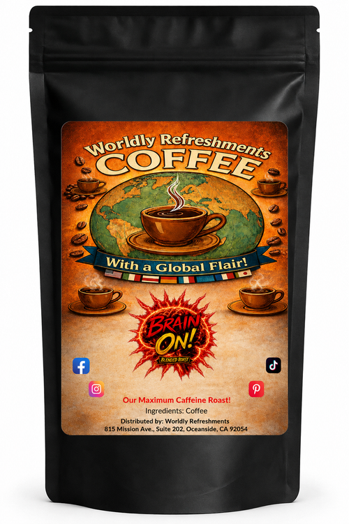 Brain On! medium-light roast coffee from Worldly Refreshments