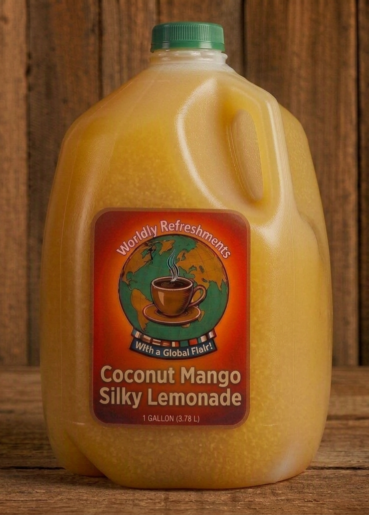 Coconut Mango Silky Lemonade product from Worldly Refreshments