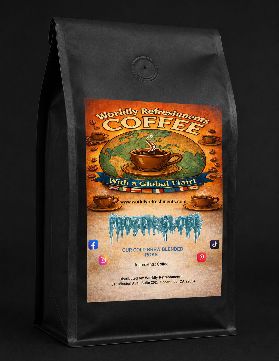 Frozen Globe Coffee, Medium Roast, Cold Brew Coffee from Worldly Refreshments
