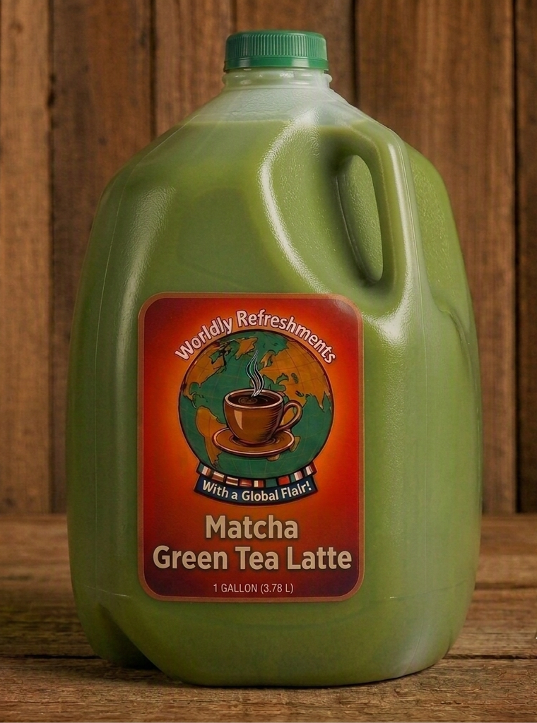 Matcha Green Tea Latte product from Worldly Refreshments