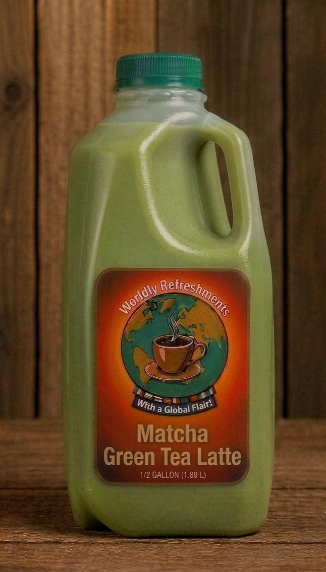 Matcha Green Tea Latte product from Worldly Refreshments
